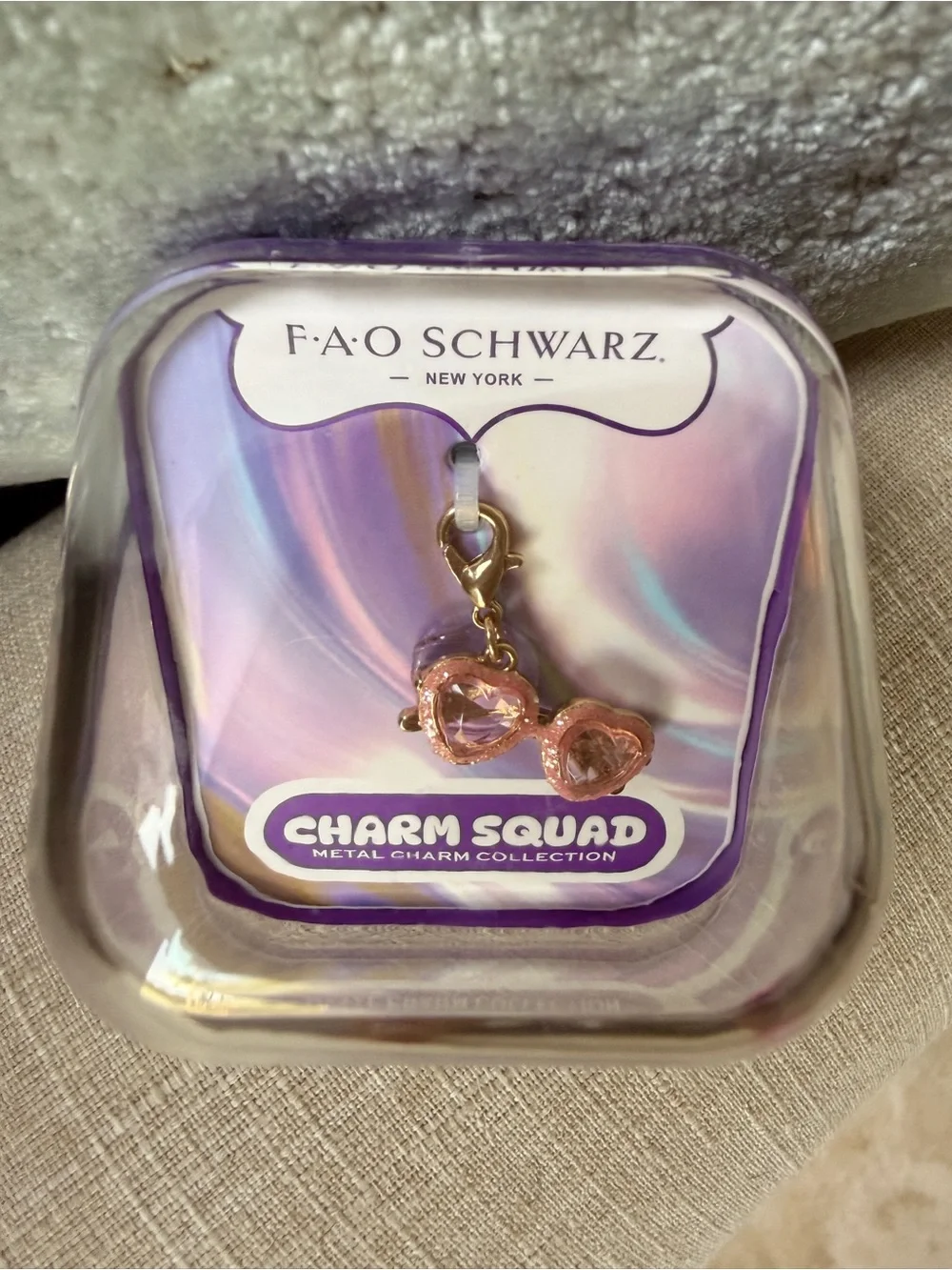 FAO Schwarz Gold-Tone Pink Heart Charm Earrings